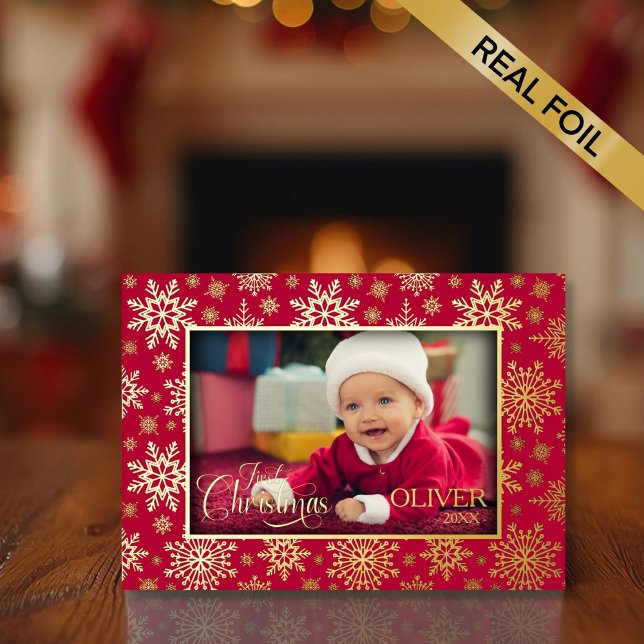 Snowflake Photo Frame Foil Holiday Card (Creator Uploaded)