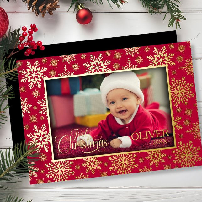 Snowflake Photo Frame Foil Holiday Card (Creator Uploaded)