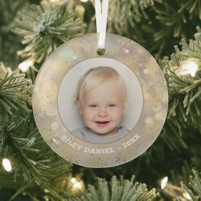 Snowflake Photo Glass Tree Decoration (Insitu)