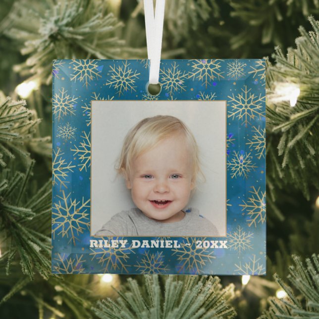 Snowflake Photo Glass Tree Decoration (Insitu)