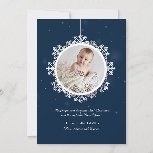 Snowflake Photo Holiday Card (Front)