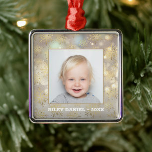 Snowflake Photo Metal Ornament