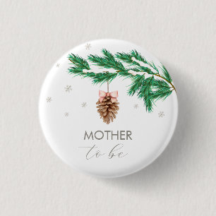 Snowflake Pine cone Mother To Be Baby Shower 3 Cm Round Badge