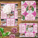 Snowflake Pink Glam Classic 3 Photo Christmas Wrapping Paper Sheet<br><div class="desc">Personalised Christmas wrapping paper is such a fun surprise for family and friends and this classic snowflake design bumps things up a notch with your photos and the Christmas colour trend of pink. This assortment of light pink Christmas gift wrap sheets features up to 3 of your favourite photos, one...</div>