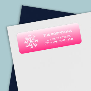 Snowflake Pink Gradient Return Address Label