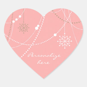 Snowflake pink mid century elegant winter cute heart sticker