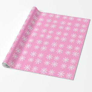 Snowflake pink white holidays wrapping paper