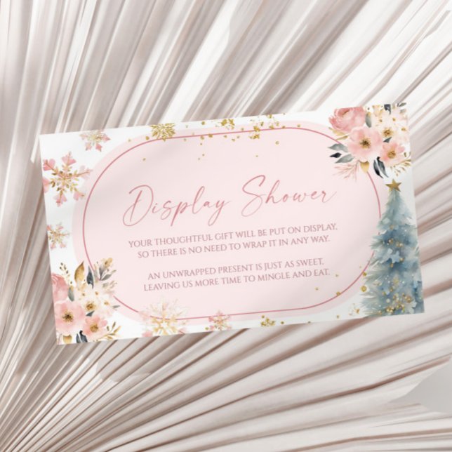 Snowflake Pink Winter Baby Shower Display Shower Enclosure Card (Creator Uploaded)