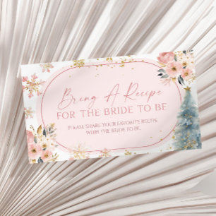 Snowflake Pink Winter Bridal Shower Bring A Recipe Enclosure Card
