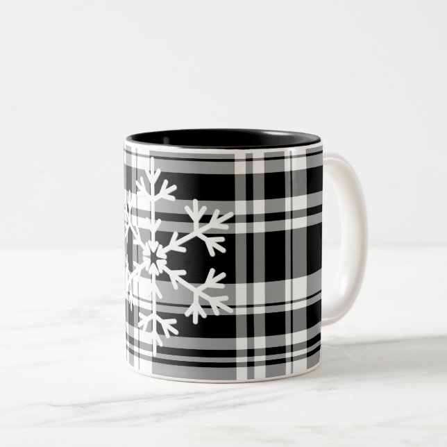 Snowflake Plaid Coffee Mug (Front Right)