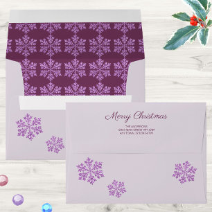 Snowflake Plum Bling Rustic Sparkle Christmas Envelope