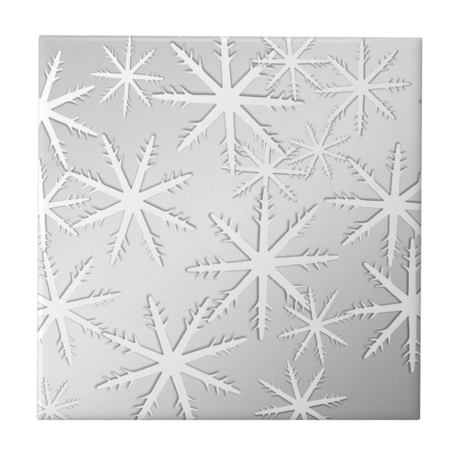 Snowflake  Print Ceramic Tile (Front)