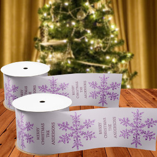 Snowflake Purple Glam Elegant Trendy Christmas Satin Ribbon