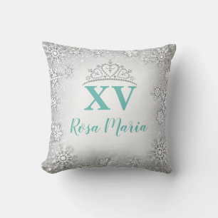 Snowflake Quinceañera Rhinestone Crown Pillow