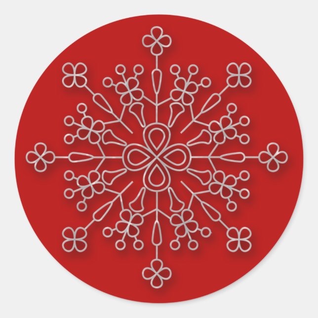 Snowflake red 3 - holiday sticker (Front)