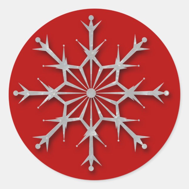 Snowflake red 6 - holiday sticker (Front)