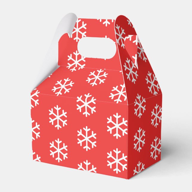 Snowflake Red Christmas Favour Box (Front Side)