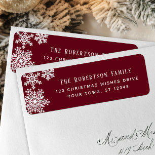 Snowflake Red Christmas Holiday Return Address Label