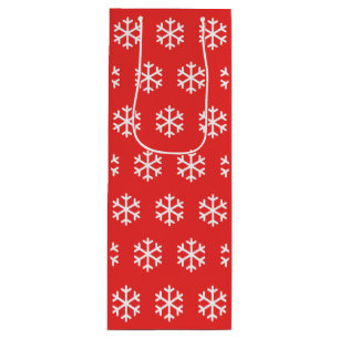 Snowflake Red Christmas Wine Gift Bag
