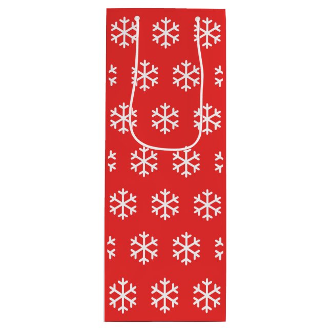 Snowflake Red Christmas Wine Gift Bag (Front)