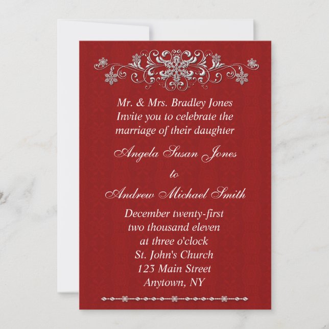 Snowflake Red Invitation (Front)