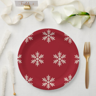 Snowflake Red Paper Plate