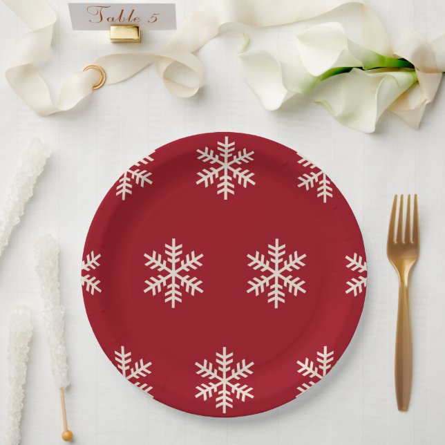 Snowflake Red Paper Plate (Wedding)