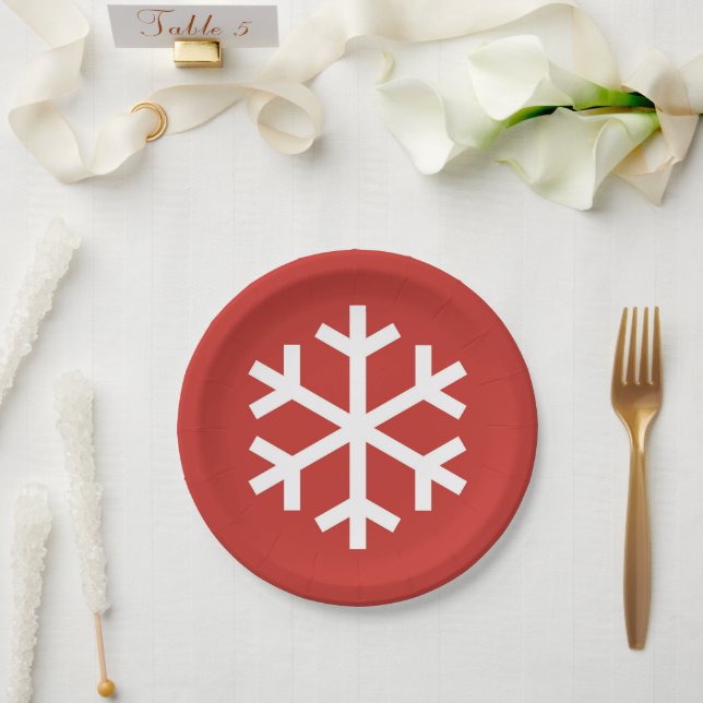 Snowflake Red Paper Plate (Wedding)