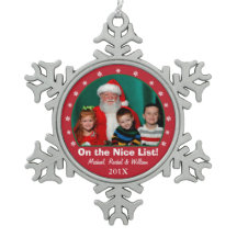 Snowflake Red Photo Ornament
