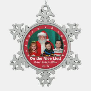 Snowflake Red Photo Ornament