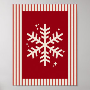 Snowflake Red Striped Poster