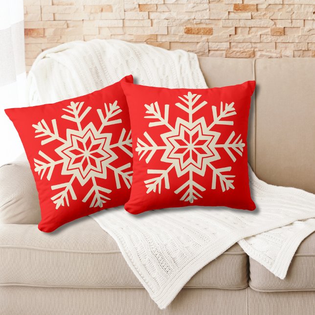Snowflake Red White Christmas Cushion (Creator Uploaded)