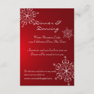 Snowflake Red Winter Wedding Reception Enclosure Card