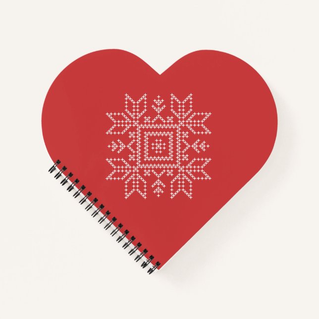 Snowflake red xmas knitting pattern notebook (Front)