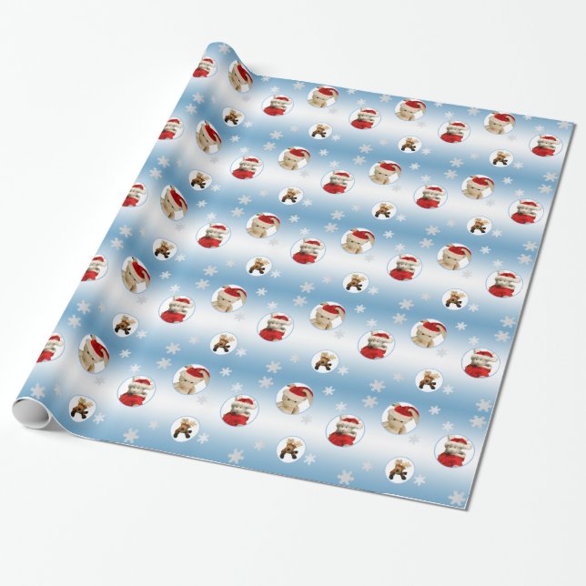 Snowflake & Reindeer Christmas Wrapping Paper (Unrolled)