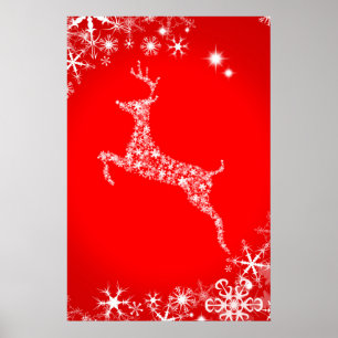 Snowflake Reindeer Poster