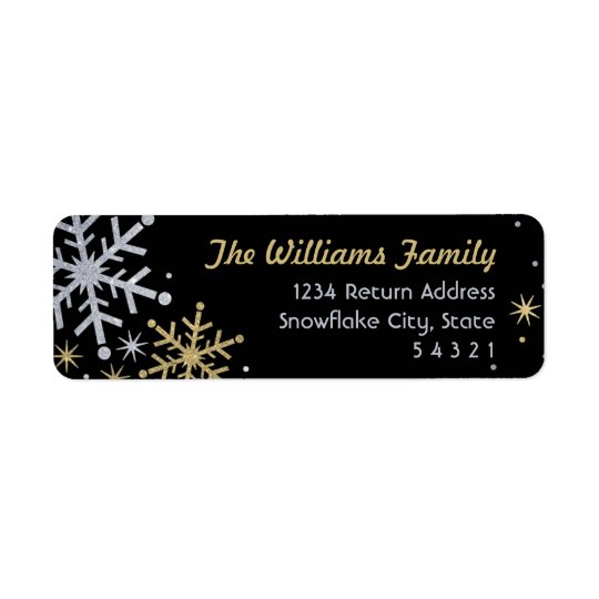 Snowflake Return Address Labels | Silver and Gold