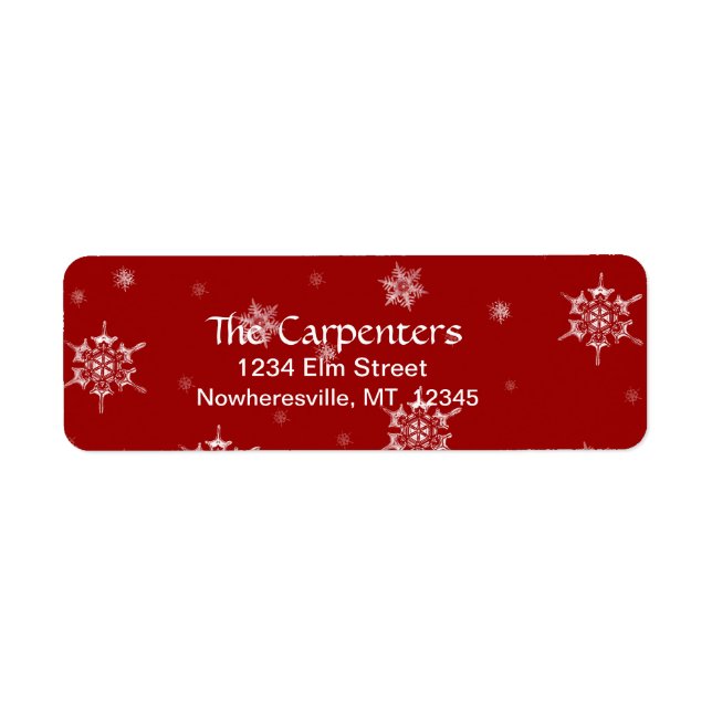 Snowflake Return Address Lables Label (Front)