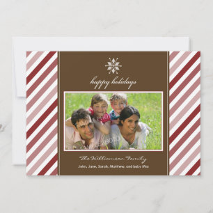 Snowflake Ribbon Custom Family Holiday Card (red)