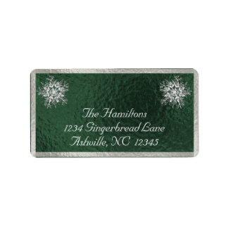 Snowflake & Ribbon Holiday Return Address - Green Label