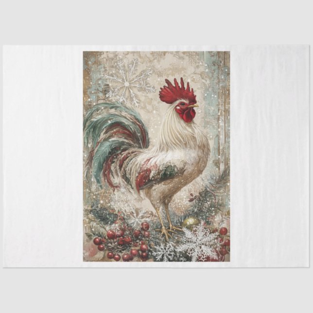 Snowflake Rooster Tissue Paper (Front)
