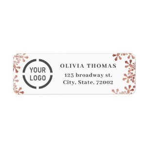 Snowflake rose gold company logo Return Address Label