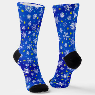 Snowflake Royal Blue Navy Blue modern chic elegant Socks