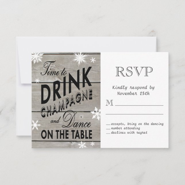 Snowflake RSVP Time to Drink Champagne (Front)