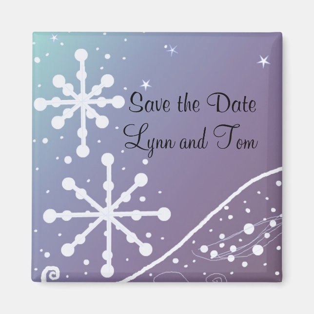 Snowflake Save the Date Magnet (Front)