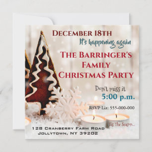 Snowflake Setting Family Christmas Party Invitation