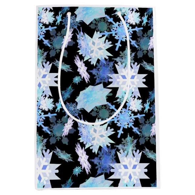 Snowflake Shapes Wrapping Paper Medium Gift Bag (Front)