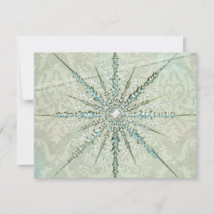 Snowflake silver teal elegant vintage winter holiday card