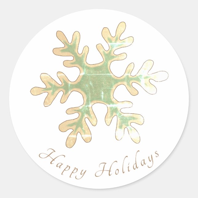 Snowflake Simple Festive Christmas Holiday Classic Round Sticker (Front)
