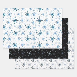 Snowflake Simple Pattern Winter Gift Giving 3 Wrapping Paper Sheet